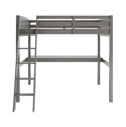 Grey High Loft Bed With Desk And Storage My Store