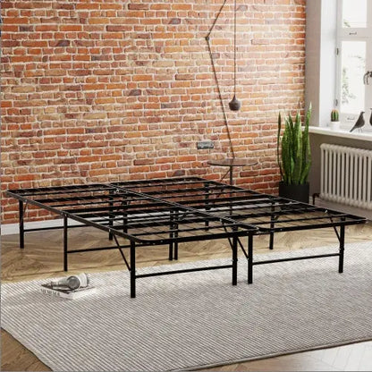 Metal Mattress Foundation Bed Frame, Queen Size Bed Base, Bedroom Furniture, Black My Store