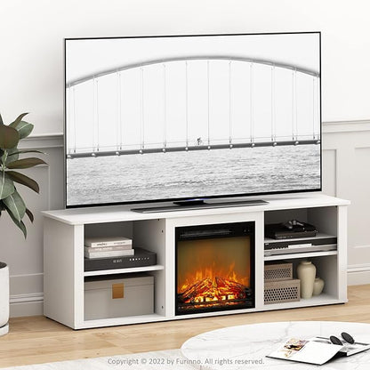 Classic 70 H Tv Stand With Fireplace, Solid White Ohberri
