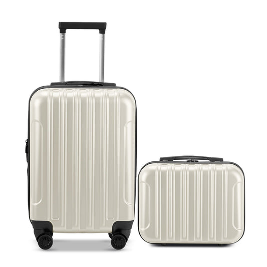 Vertical Pattern Two-piece Set 20 Inch Expandable With 14 Inch Suitcase Inkedjoy