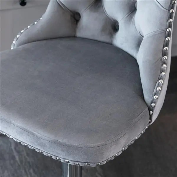 Rotating Velvet Bar Stool Gray 2-piece Set My Store