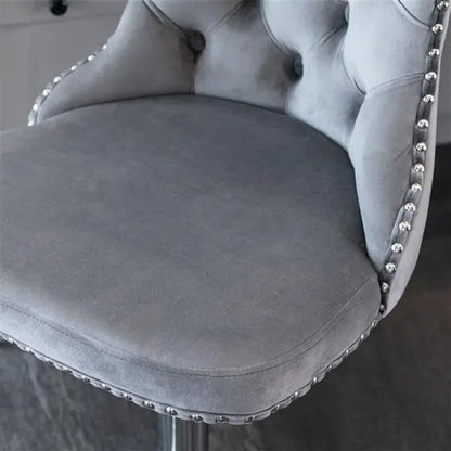 Rotating Velvet Bar Stool Gray 2-piece Set My Store