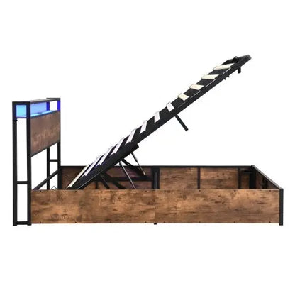 Wooden Platform Bed Frame With Lifting And Charging Station My Store