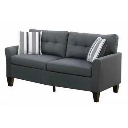 Living Room Furniture 2pc Sofa Set Sofa And Loveseat Charcoal Glossy Polyfiber Plywood Solid Pine My Store