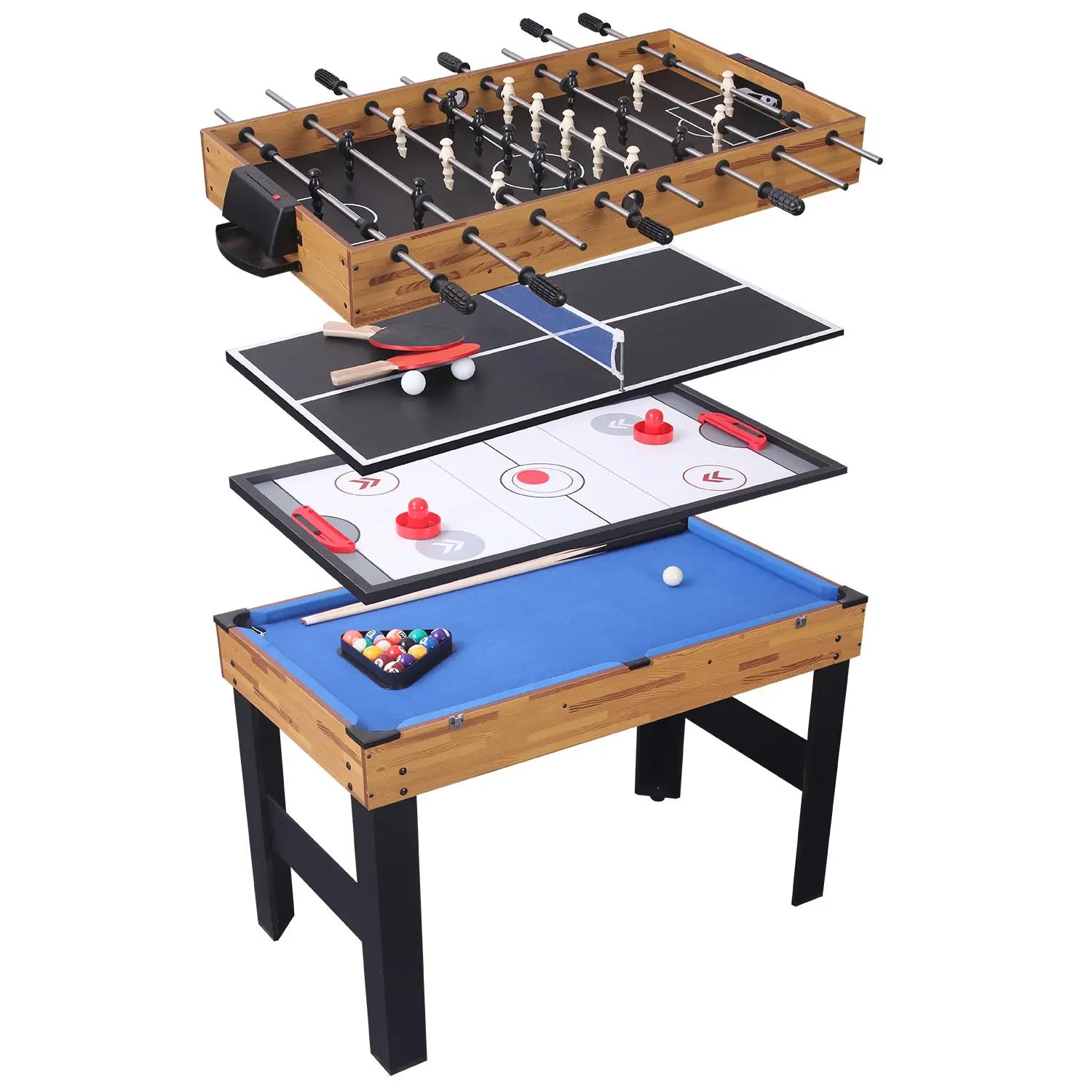 48in Folding Portable Combination Game Table  Set With Ping Pong, Air Hockey, Pool Billiards For Kids And Adults, Indoor And Outdoor Games My Store