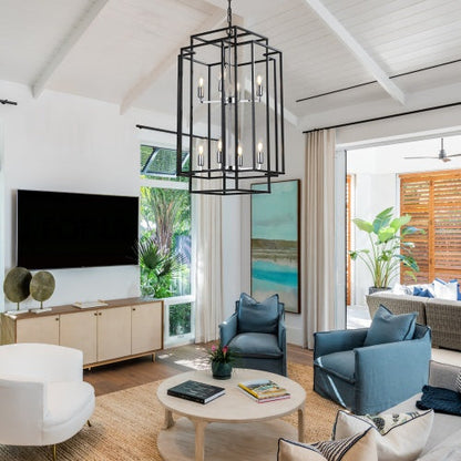 8 Lantern Tiered Chandeliers, Industrial Farmhouse Chandeliers Inkedjoy