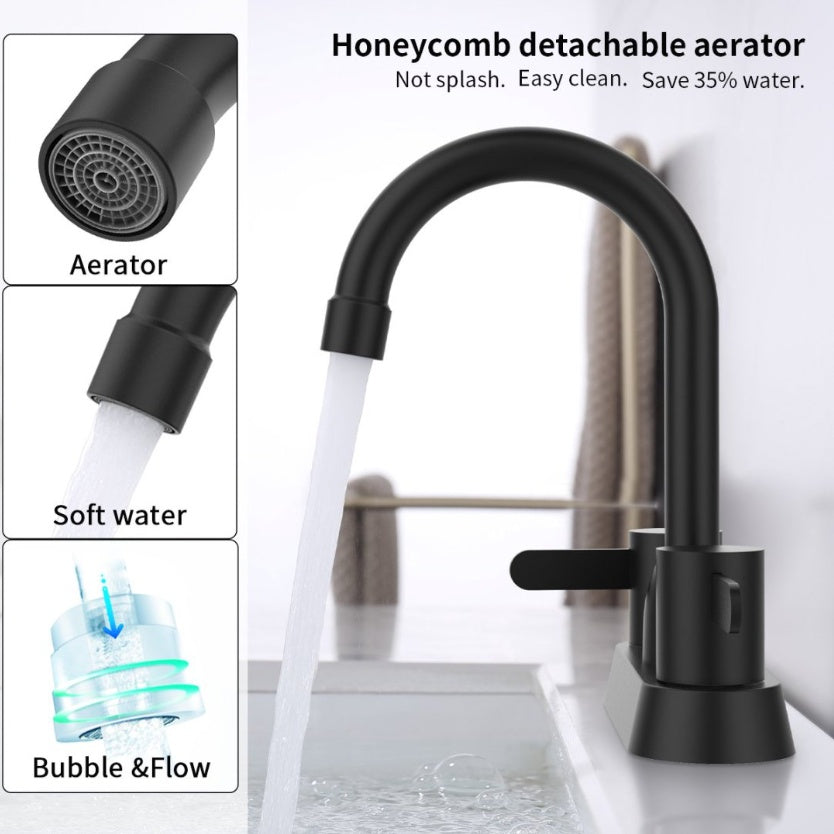 2 Handles Bathroom Sink Faucet- Matte Black My Store