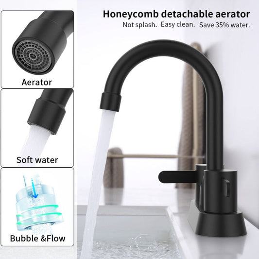 2 Handles Bathroom Sink Faucet- Matte Black My Store
