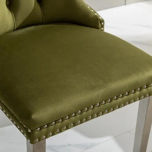 High-end Tufted Solid Wood Contemporary Velvet Upholstered Dining Chair With Chrome Stainless Steel Plating Legs,Nailhead Trim,Set Of 2 My Store