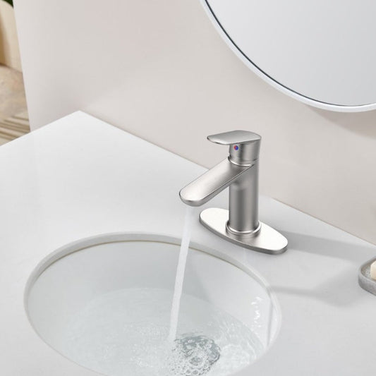 Brushed Nickel Single Handle Bathroom Faucet With Deck My Store
