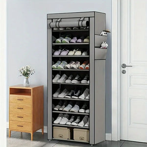 1 Set Of 10-layer Shoe Cabinet With Dust Cover, Easy To Assemble Inkedjoy