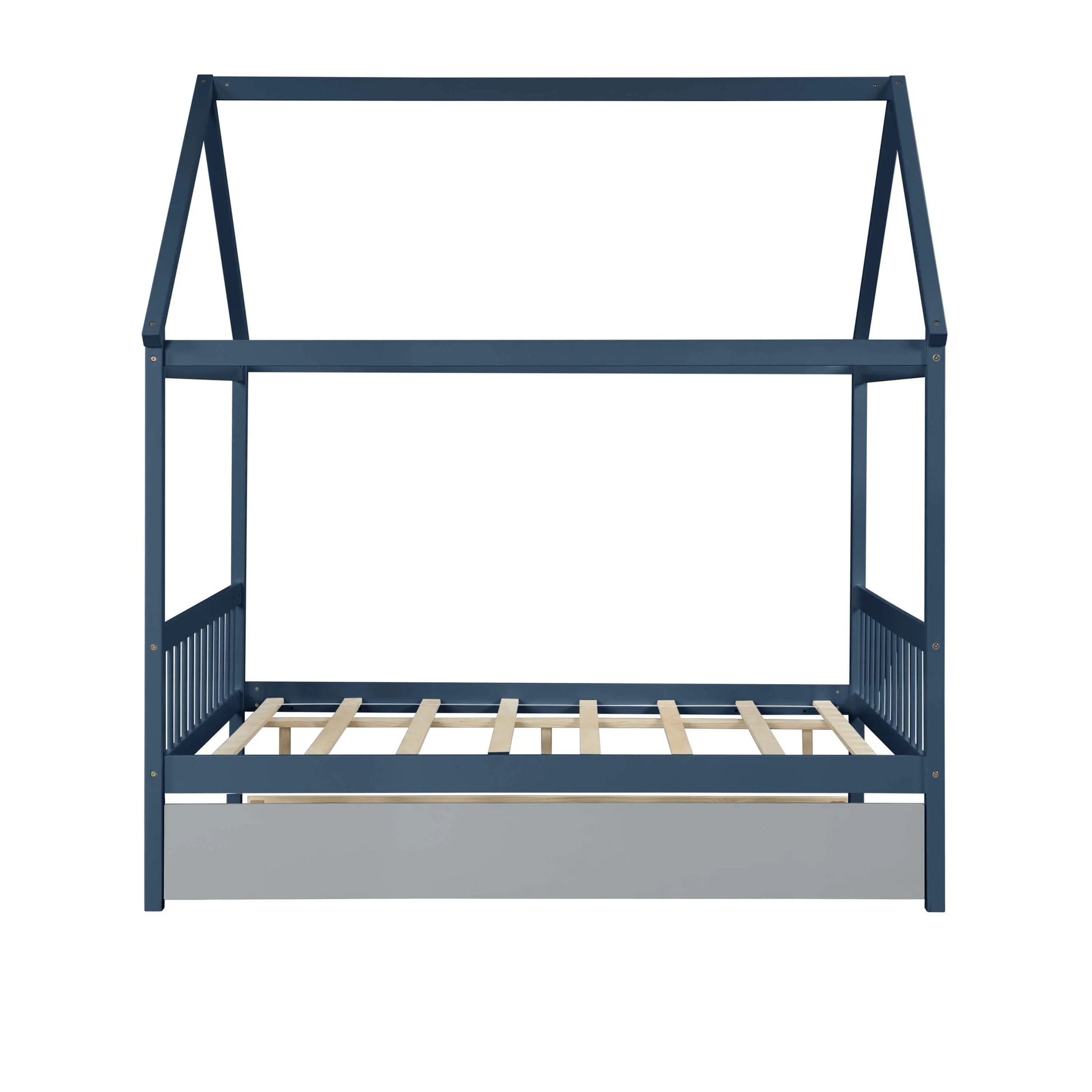 NAVY BLUE HOUSE FULL BED WITH TRUNDLE OF GREY COLOR My Store