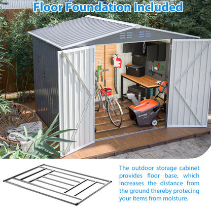 8 X 6 FT Garden Tool Storage Sheds With Metal Foundation With Floor Frame, Gray My Store