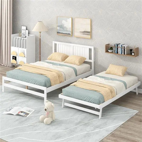 Full-size Platform Bed With Adjustable Rollers, White My Store