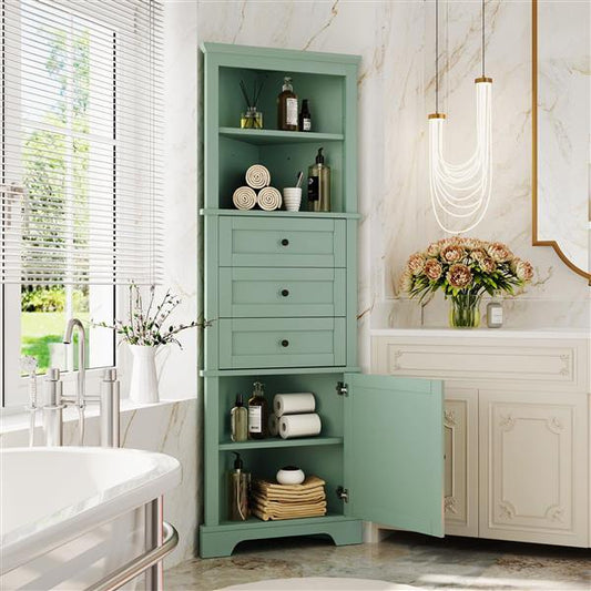 Green Triangular High Cabinet With 3 Drawers And Adjustable Shelves My Store