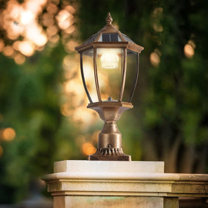 Vintage Gold Solar Pillar Headlight With Dimmable LED 1-Pack My Store