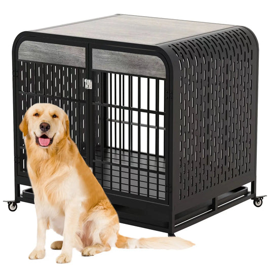 Heavy Duty Dog Crate Furniture Wooden Table 42inch Grey My Store