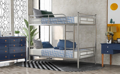 Twin Over Twin Metal Bunk Bed  Silver My Store