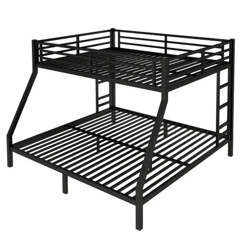 Metal Queen Over King Bunk Bed - Black My Store