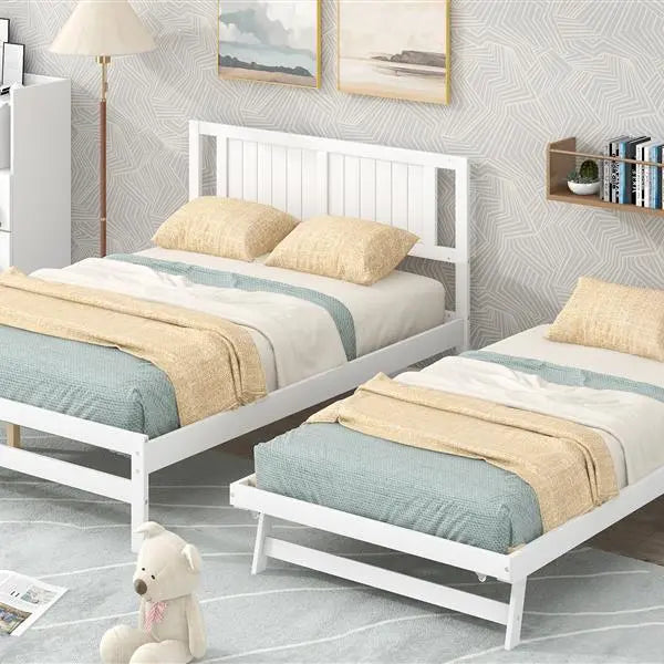 Full-size Platform Bed With Adjustable Rollers, White My Store