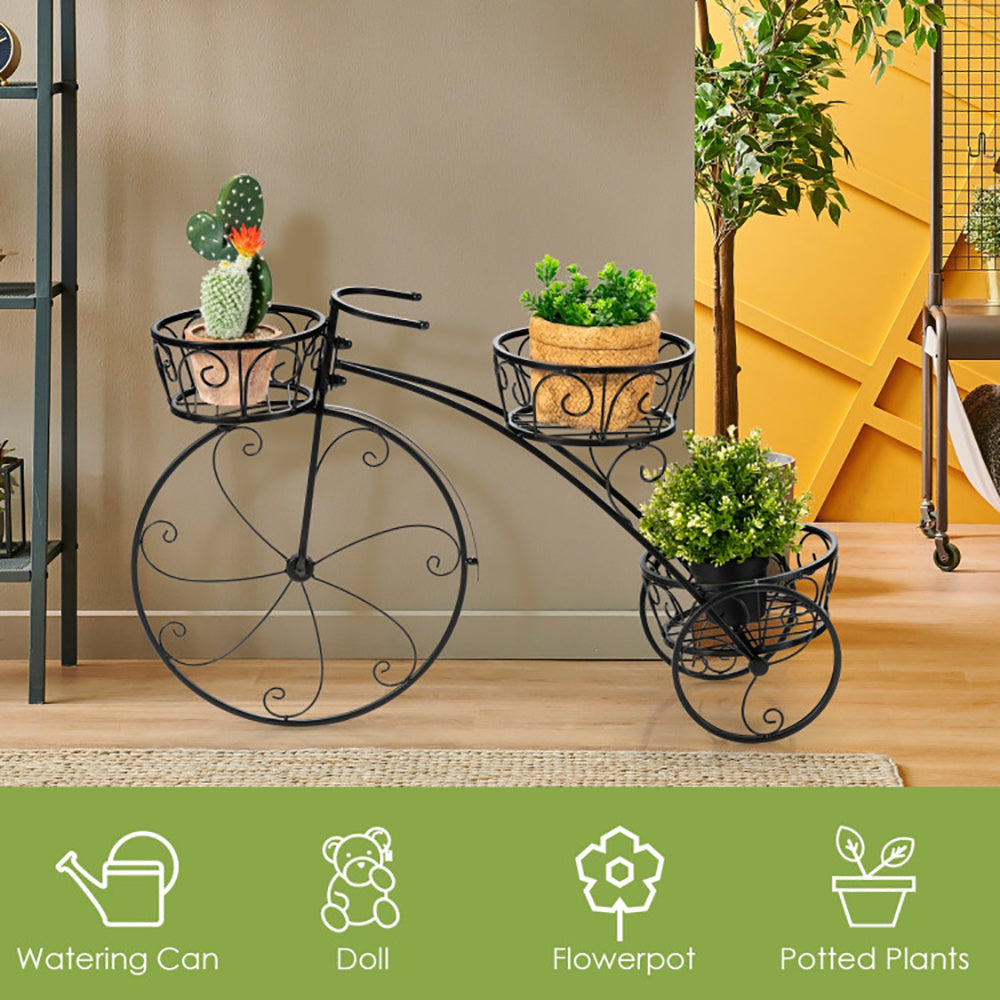 Tricycle Plant Stand Flower Pot Cart Holder In Parisian Style Inkedjoy