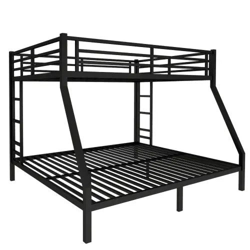 Metal Queen Over King Bunk Bed - Black My Store