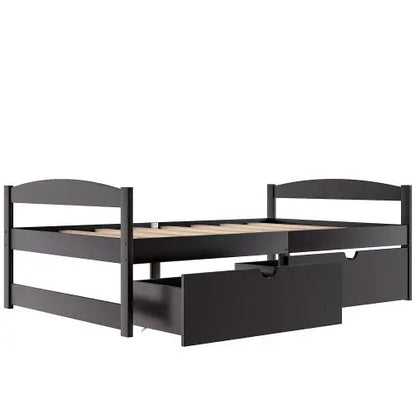 Twin Size Platform Bed, With Two Drawers, Espresso My Store