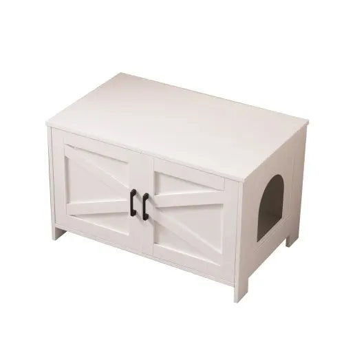 Cat Litter Box Enclosure, Litter Box Furniture Hidden With Barn Door, Wooden Cat Washroom Furniture, Cat House, End Table, Fit Most Of Litter Box My Store