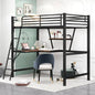Twin Size Loft Metal&MDF Bed With Desk And Shelf, Black My Store