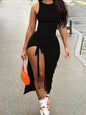 Ladies' Solid Color Off Shoulder Side Strap Fashionable Hip Hugging Dress Inkedjoy