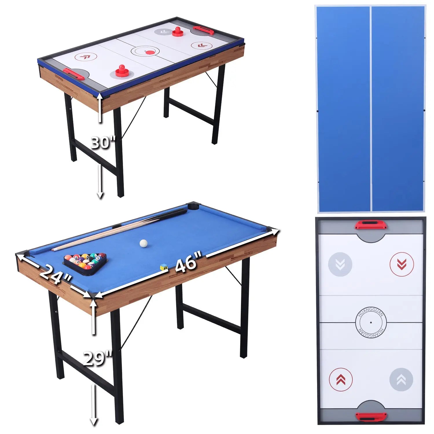 3 In 1 48in Folding Portable Combo Game Table Set With Ping Pong, Slide Hockey, Pool Billiards For Kids And Adults My Store