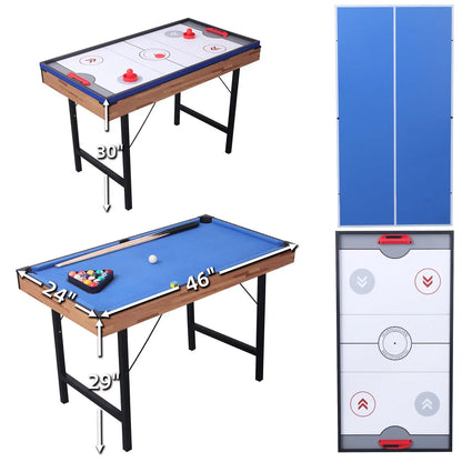 3 In 1 48in Folding Portable Combo Game Table Set With Ping Pong, Slide Hockey, Pool Billiards For Kids And Adults My Store
