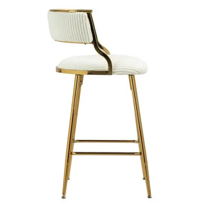 SET OF 2,26 Counter Height Bar Stools Corduroy Kitchen Island Counter Bar Stool With Back,golden Chromed Base And Footrest My Store