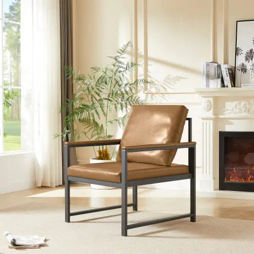 Tech Cloth Armchair, Retro Leisure Accent Chair With Extra Soft Padded  Cushion, Metal Armrests, Modern Reading Arm Chair With Black Metal Frame For Living RoomOfficeBedroomStudy, My Store