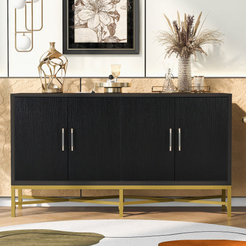 Four Door Cabinet With Metal And Crossed Leg Design My Store