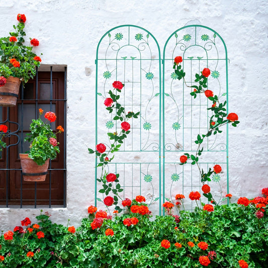 2-Pack Metal Garden Trellis 86.7x19.7 Rustproof For Climbing Plants Outdoor Inkedjoy
