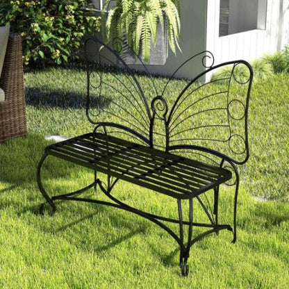 Butterfly Cast Metal Garden Bench Inkedjoy