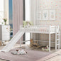 Twin Size Low Loft Bed With Ladder And Slide,White My Store