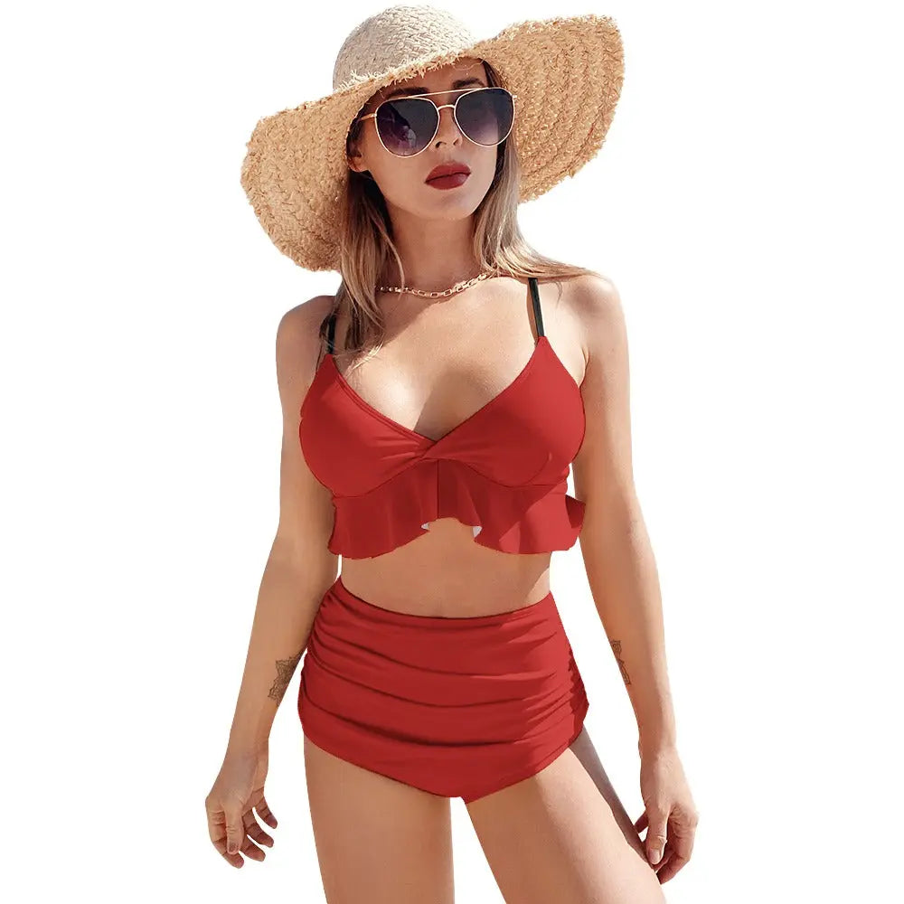 Sexy Suspender Two-Piece Bikini Swimsuit Inkedjoy