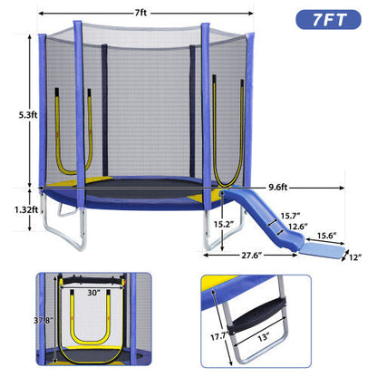 7FT Trampoline For Kids With Safety Enclosure Net, Slide And Ladder My Store