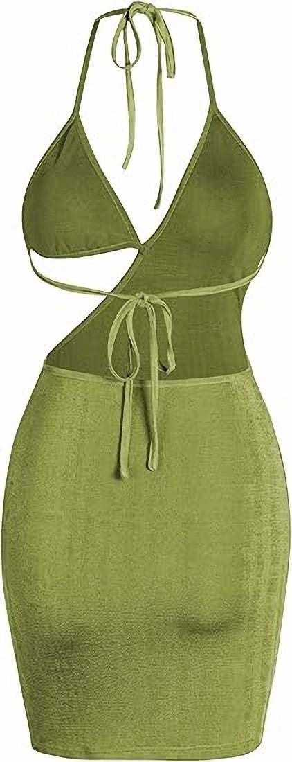 Women Sexy Bodycon Party Dresses Backless Spaghetti Straps Bra Cutout Jersey Halter Naughty Clubwear Inkedjoy