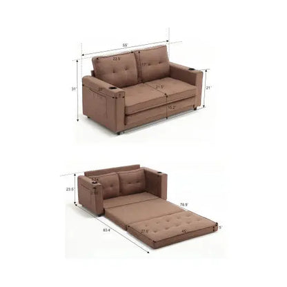 3-in-1 Upholstered Futon Sofa Convertible Floor Sofa Bed My Store
