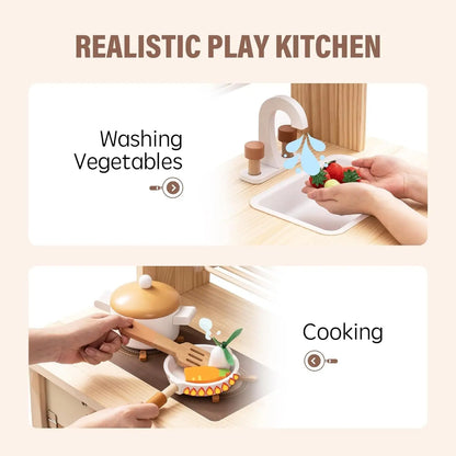Kitchen Playset Wooden Play Toy With Accessories My Store