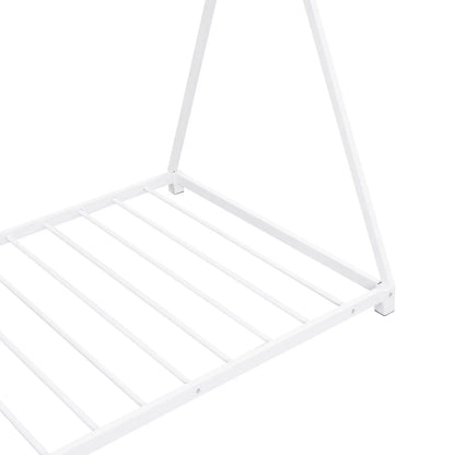 Metal Twin Size House Platform Bed With Triangle Structure, White My Store