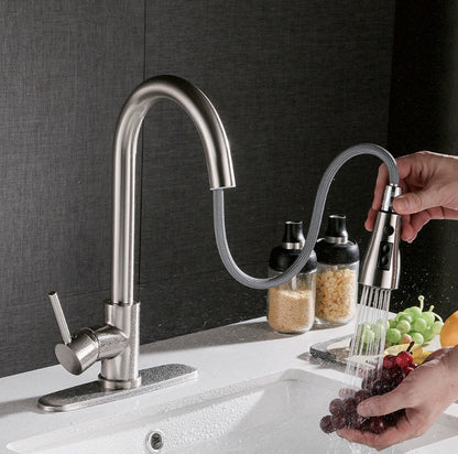 Pull-out Hot And Cold Household Kitchen And Dishwashing Brushed Copper Sink Faucet My Store
