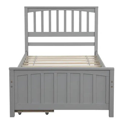 Twin Size Platform Bed With Two Drawers, Gray My Store