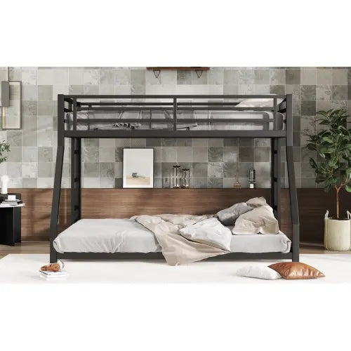 Metal Full XL Over Queen Bunk Bed -Black My Store
