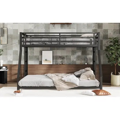 Metal Full XL Over Queen Bunk Bed -Black My Store
