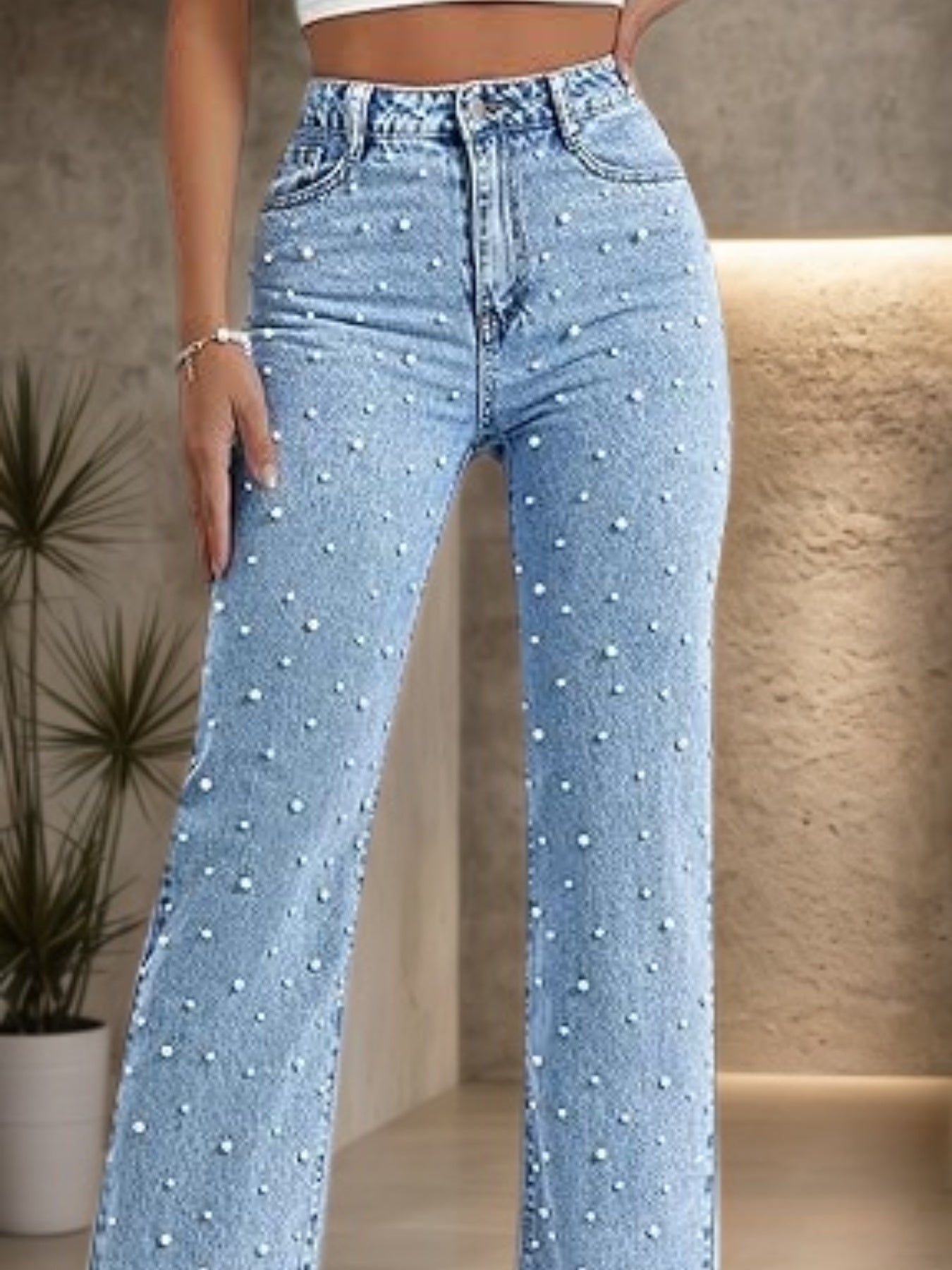 Denim Straight Leg Pants My Store