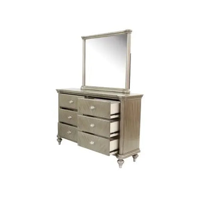 Antique Silver Champagne Finish Dresser W Mirror My Store